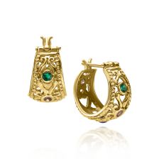 Solid Gold Gemstone Hoop Earrings
