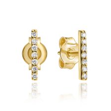 Delicate Diamond and Ruby Bar Earrings 14k Gold