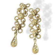 Bride Floral Filigree Earrings  in Yellow Gold