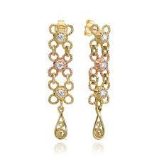 Bride Floral Filigree Earrings  in Yellow Gold