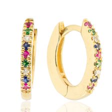 Pave Ruby Hoops Yellow Gold