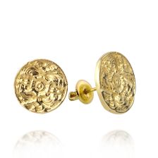 Victorian Style Engraved Roung Earrings 