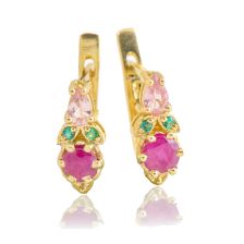 Yellow Gold Antique Style Ruby Earrings