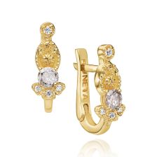 Antique Design Ruby Gold Earrings 14k Gold