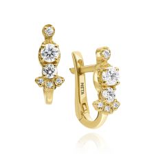  Antique Design Black Diamond Gold Earrings 
