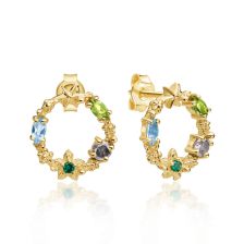 flowery Tourmaline Stud Earrings