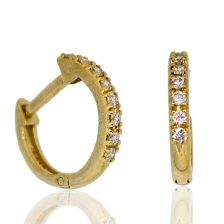 Petite Pave Diamond Hoop Earrings Yellow God