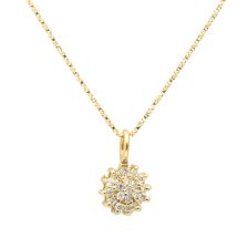 Dainty Cluster Diamond Medallion 14k Gold