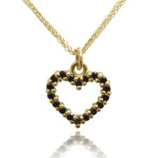 Black Diamonds Heart Pendant In Yellow Gold