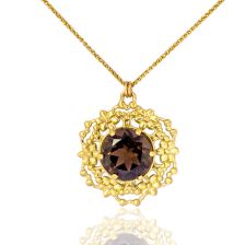 Baroque Inspired Green Pendant Necklace 14k Gold