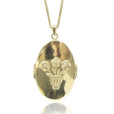 Oval Diamond Flower Locket