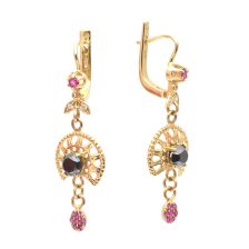  Sunshine Hanging Earrings Black Diamond & Ruby