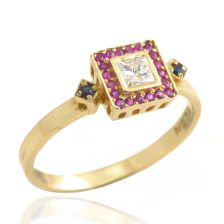 Art Deco Inspired Engagement Ring in Yellow Gold
