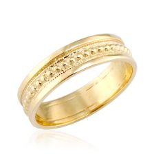 Wide Gold Milgrain Wedding Band