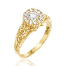Yellow Gold Diamond Halo Flower Ring