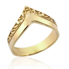 Unique Art Deco Gold Double "V" Ring