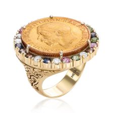 Emerald Gold Coin Ring