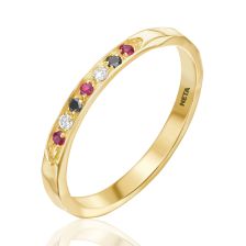 Sparkling Gemstone Channel Set Hammered Band