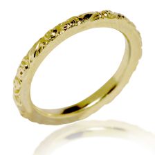 Raised Vintage Floral Wedding Band 14k Gold