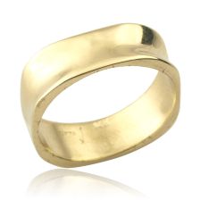 Unique Wide Square Gold Wedding Band