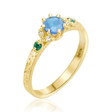 Blossoming Beauties Blue Topaz & Emerald Ring