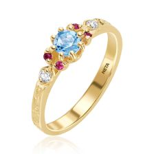 Blossoming Beauties Blue Topaz & Emerald Ring