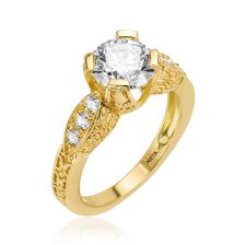 Antique Style white sapphire Engagement Ring