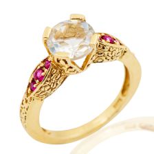 Antique Style white sapphire Engagement Ring
