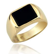 Onyx and yellow gold signet ring
