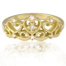 Yellow Gold Crown Ring with Diamonds