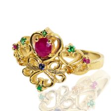 Victorian style yellow gold crown ring
