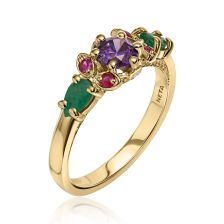 Colorful Art Nouveau Cocktail Ring 