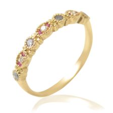  Edwardian Gemstone Half Eternity Ring 14k