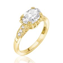 Antique Setting Cushion Diamond Engagement Ring 14k Yellow Gold
