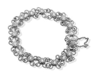 White Gold Flower Filigree Linked Diamond Bracelet