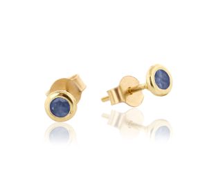 Bezel Set Sapphire Gold Studs