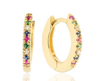 Pave Ruby Hoops Yellow Gold