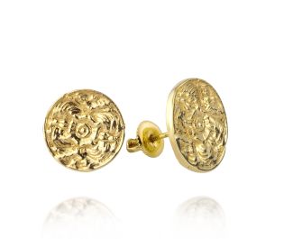 Victorian Style Engraved Roung Earrings 