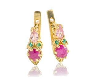 Yellow Gold Antique Style Ruby Earrings