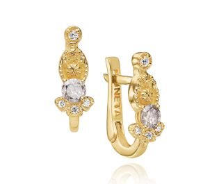 Antique Design Ruby Gold Earrings 14k Gold