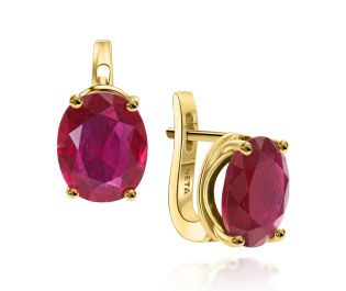 Elegant Gold Ruby Stud Earrings