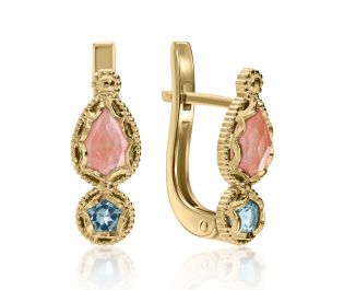 "לוז" עגילי טיפה עם שרי קוורץ ובלו טופז