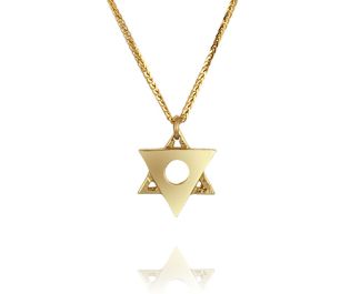 Gold Artistic Star of David Pendant Necklace