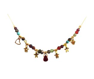 Mother's Day Gold Gemstone Charm Necklace