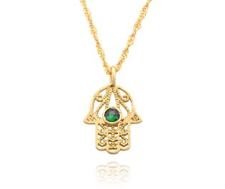 Judiaca Gold Filigree Sapphire Hamsa