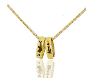 2 personal Engraved Rings Pendant Necklace