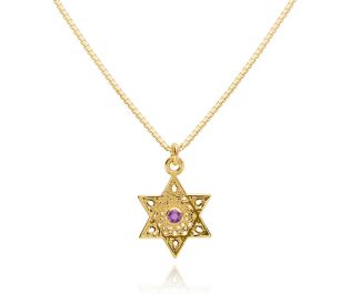 Judiaca Gold Filigree Sapphire Hamsa