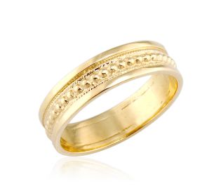Wide Gold Milgrain Wedding Band