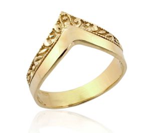 Unique Art Deco Gold Double "V" Ring