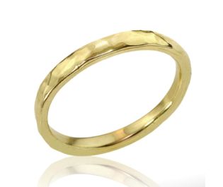 Hand Hammered Narrow Yellow Gold Band